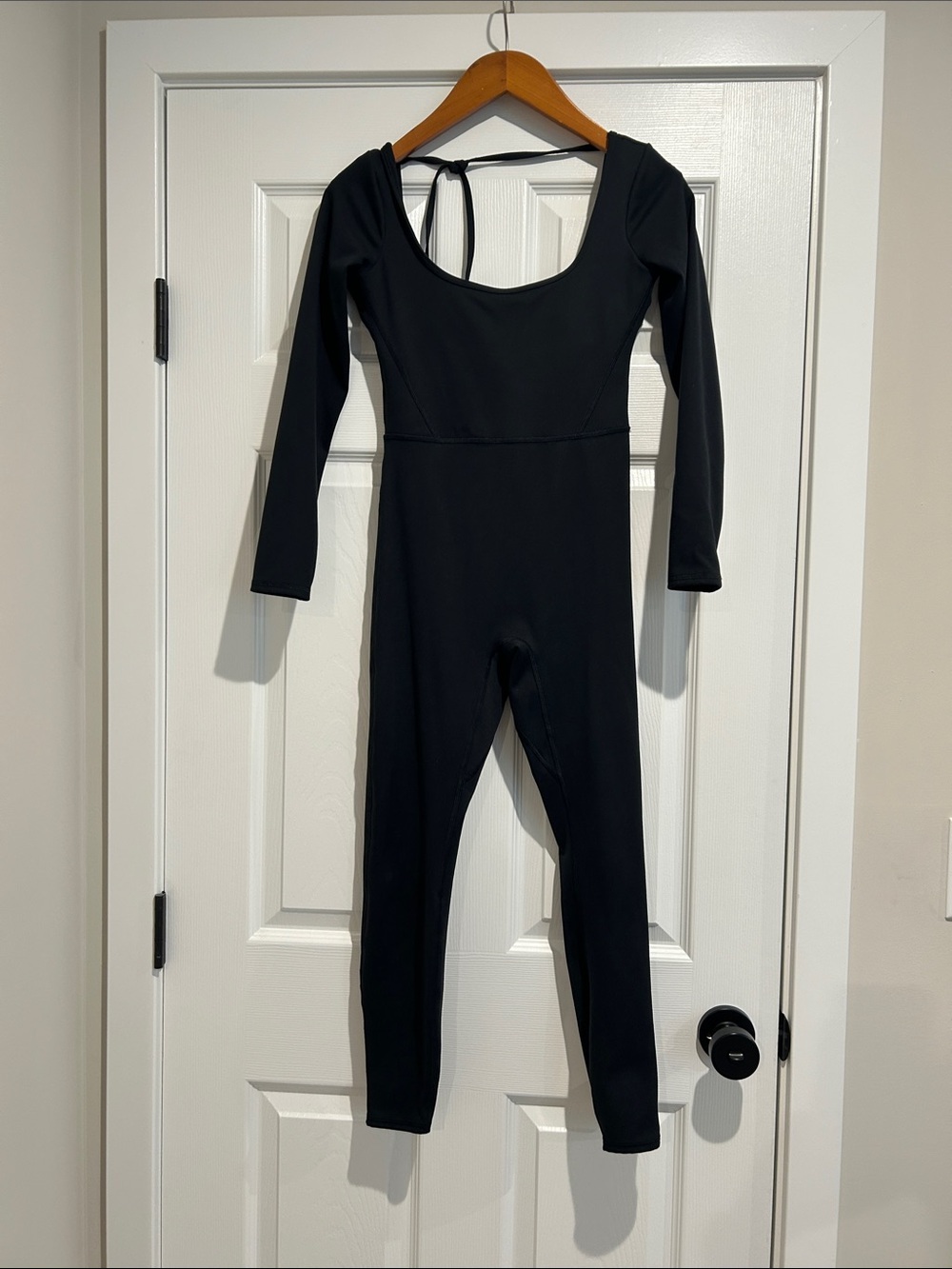 Women’s Black Long-Sleeve One-Piece Leotard Jumpsuit